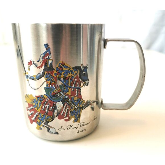 Mug Tudor Style Stainless Steel Sir Harry Hotspur Perry d.1403 Vintage England - Picture 7 of 8